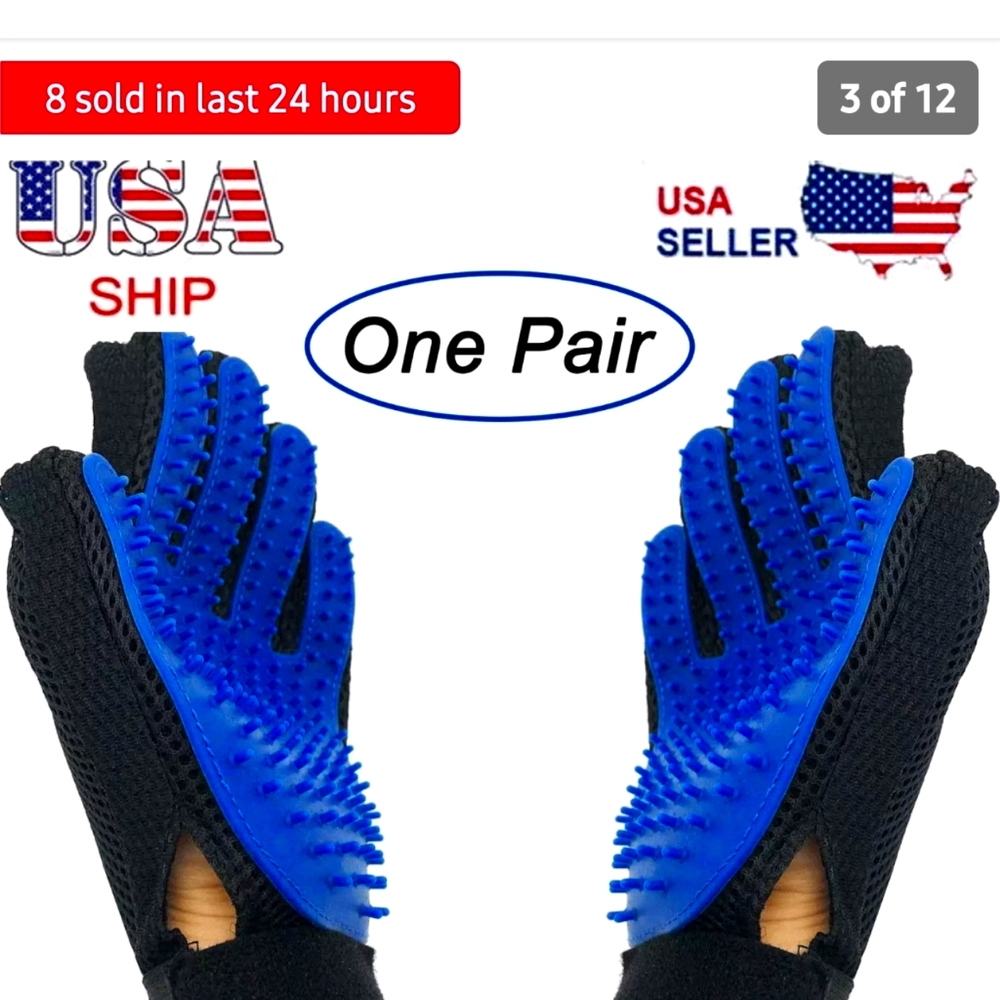 Pet hair massage glove